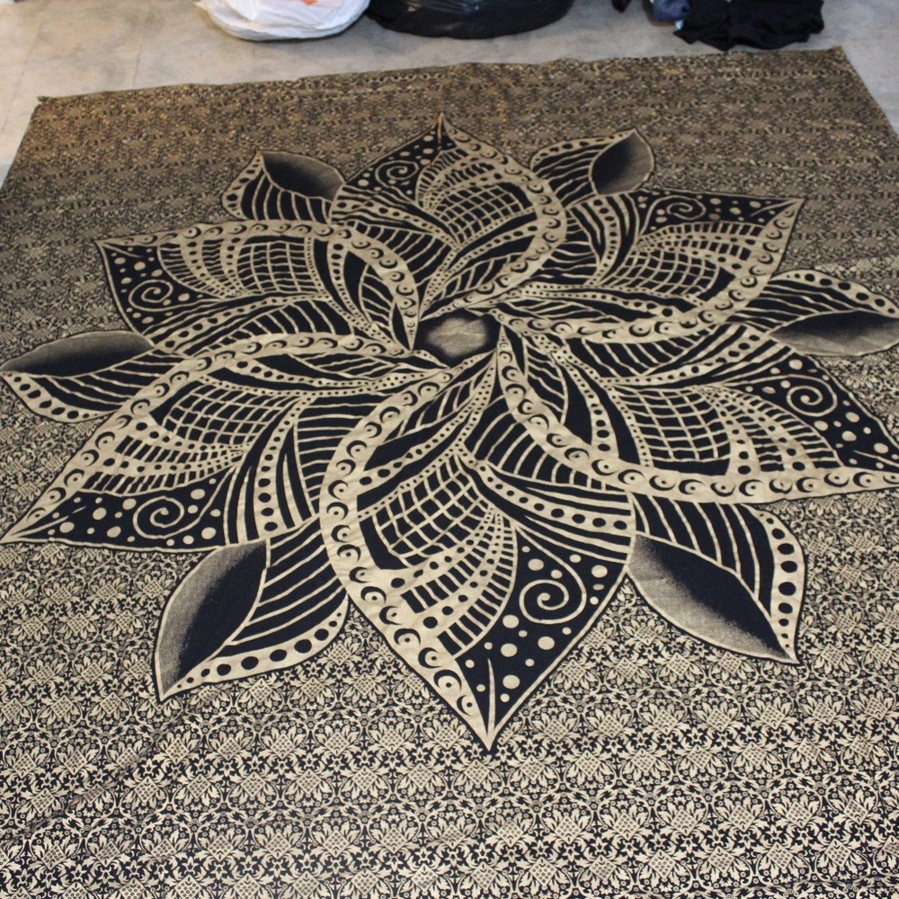 Black and gold Floral tapestry